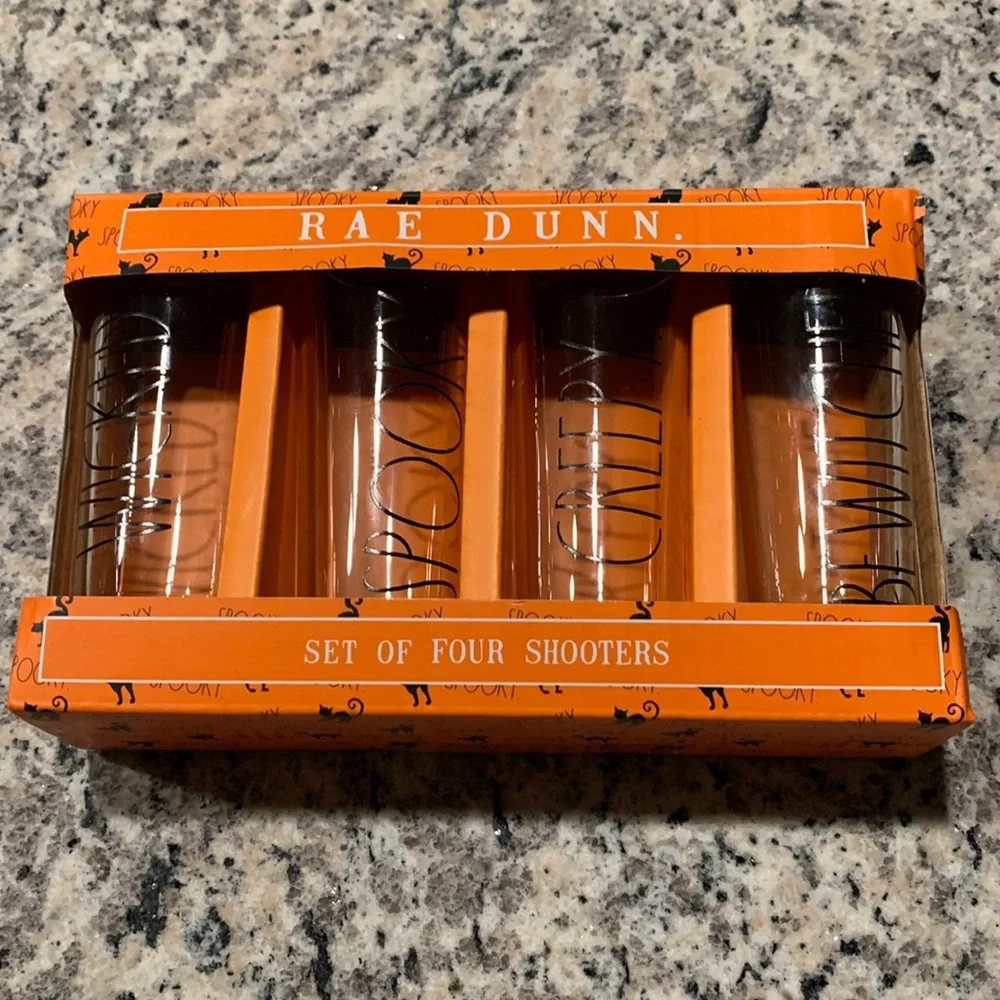 LMT: Rae Dunn Set of Four Shooter Halloween Glasses